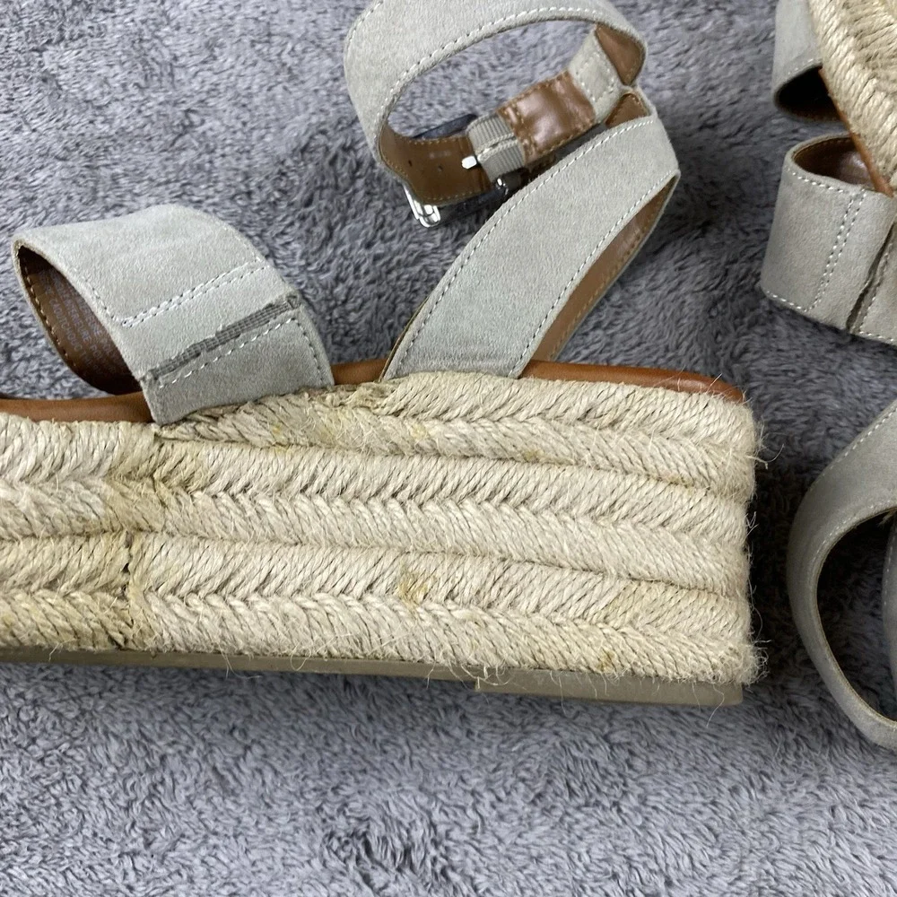 American Eagle Espadrille Platform Sandals  Womens Size 7 Faux Suede Beige